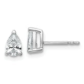 14k White Gold 3/4 carat Lab Grown Diamond VS/SI+ G+ Complete Pear Three Prong Stud Earrings