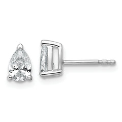 14k White Gold 3/4 carat Lab Grown Diamond VS/SI+ G+ Complete Pear Three Prong Stud Earrings