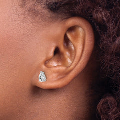 14k White Gold 3/4 ctw Lab Grown Diamond VS/SI+ G+ Pear 4 Prong Heavy Wt. Stud Earrings
