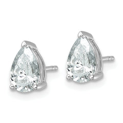 14k White Gold 2 carat Certified Lab Grown Diamond VS/SI+ G+ Complete Pear Three Prong Stud Earrings