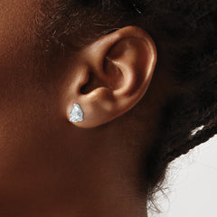 14k White Gold 2 carat Certified Lab Grown Diamond VS/SI+ G+ Complete Pear Three Prong Stud Earrings