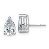14k White Gold 2 carat Lab Grown Diamond VS+ F+ Complete Pear Three Prong Stud Earrings