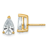 14K Yellow Gold 3 ct Lab-Created Diamond VS+ F+, Pear-Cut 3-Prong Stud Earrings