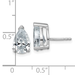 14k White Gold 4 carat Certified Lab Grown Diamond VS/SI+ G+ Complete Pear Three Prong Stud Earrings