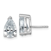 14k White Gold 4 carat Certified Lab Grown Diamond VS/SI+ G+ Complete Pear Three Prong Stud Earrings