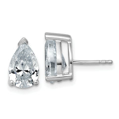 14k White Gold 4 carat Certified Lab Grown Diamond VS/SI+ G+ Complete Pear Three Prong Stud Earrings