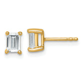 14K Yellow Gold 1 ct Lab-Created Diamond VS/SI+ G+, Octagon / Emerald-Cut 4-Prong Stud Earrings