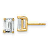 14K Yellow Gold 2 ct Lab-Created Diamond VS+ F+, Octagon / Emerald-Cut 4-Prong Stud Earrings