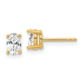 14K Yellow Gold 5/8 ct Lab-Created Diamond VS/SI+ G+, Oval-Cut 4-Prong Stud Earrings