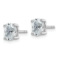 14k White Gold 1 carat Lab Grown Diamond VS+ F+ Complete Oval Four Prong Stud Earrings