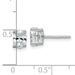 14k White Gold 1 carat Lab Grown Diamond VS+ F+ Complete Oval Four Prong Stud Earrings