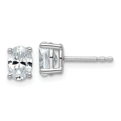 14k White Gold 3 carat Lab Grown Diamond VS/SI+ G+ Complete Oval Four Prong Stud Earrings