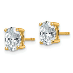 14k 1 1/2 carat Lab Grown Diamond VS+ F+ Complete Oval Four Prong Stud Earrings