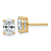 14K Yellow Gold 2 ct Lab-Created Diamond VS+ F+, Oval-Cut 4-Prong Stud Earrings