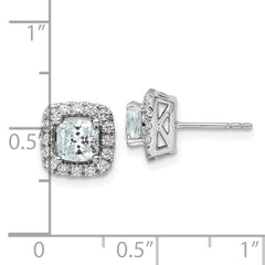 14k White Gold 3/8 carat Lab Grown Diamond VS/SI+ G+ March Birthstone Aquamarine Halo Post Earrings