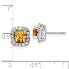 14k White Gold 3/8 carat Lab Grown Diamond VS/SI+ G+ November Birthstone Citrine Halo Post Earrings