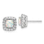 14k White Gold 3/8 carat Lab Grown Diamond VS/SI+ G+ October Birthstone Lab Created Opal Halo Post Earrings