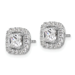 14k White Gold 3/8 carat Lab Grown Diamond VS/SI+ G+ April Birthstone White Sapphire Halo Post Earrings