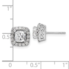 14k White Gold 3/8 carat Lab Grown Diamond VS/SI+ G+ April Birthstone White Sapphire Halo Post Earrings