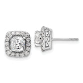 14k White Gold 3/8 carat Lab Grown Diamond VS/SI+ G+ April Birthstone White Sapphire Halo Post Earrings