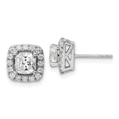 14k White Gold 3/8 carat Lab Grown Diamond VS/SI+ G+ April Birthstone White Sapphire Halo Post Earrings