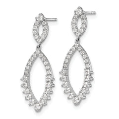 14k White Gold 7/8 carat Lab Grown Diamond VS/SI+ G+ Complete Fashion Dangle Post Earrings