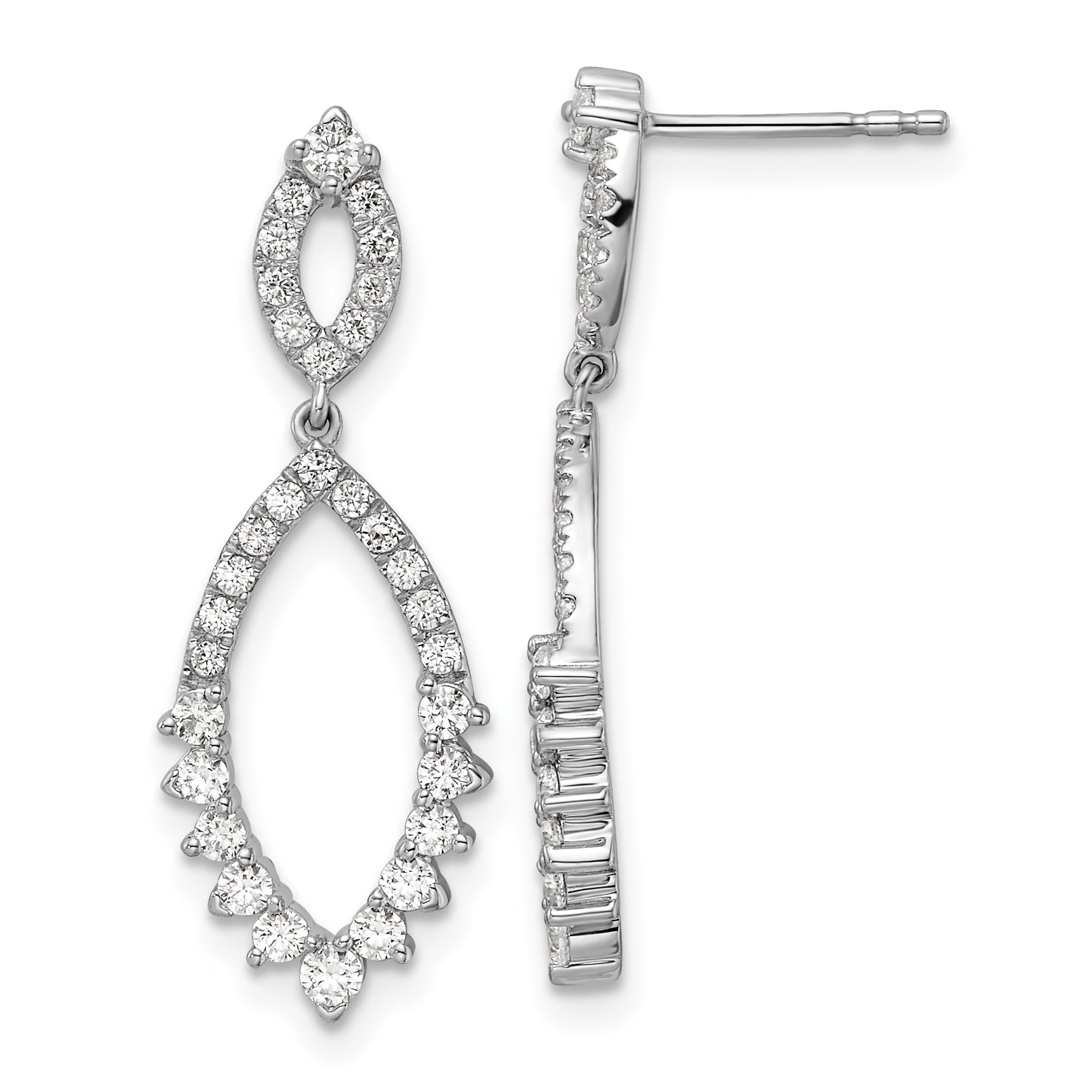 14k White Gold 7/8 carat Lab Grown Diamond VS/SI+ G+ Complete Fashion Dangle Post Earrings