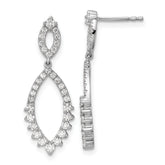 14k White Gold 7/8 carat Lab Grown Diamond VS/SI+ G+ Complete Fashion Dangle Post Earrings