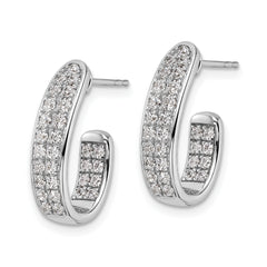14k White Gold 1 carat Lab Grown Diamond VS/SI+ G+ Complete In and Out J-Hoop Hoop Earrings