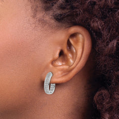 14k White Gold 1 carat Lab Grown Diamond VS/SI+ G+ Complete In and Out J-Hoop Hoop Earrings