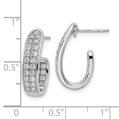 14k White Gold 1 carat Lab Grown Diamond VS/SI+ G+ Complete In and Out J-Hoop Hoop Earrings