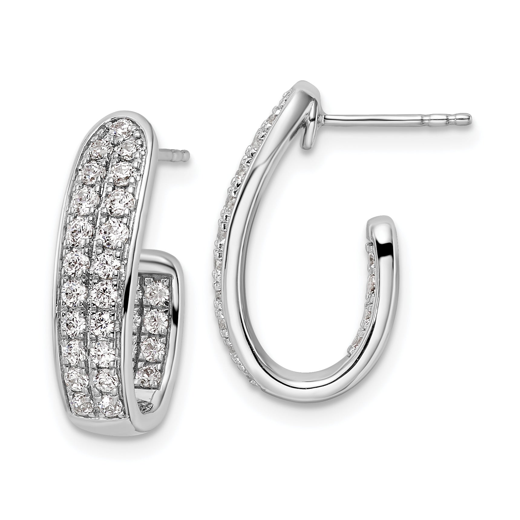 14k White Gold 1 carat Lab Grown Diamond VS/SI+ G+ Complete In and Out J-Hoop Hoop Earrings
