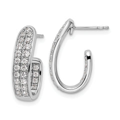14k White Gold 1 carat Lab Grown Diamond VS/SI+ G+ Complete In and Out J-Hoop Hoop Earrings