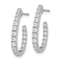 14k White Gold 1 carat Lab Grown Diamond VS/SI+ G+ Complete In and Out J-Hoop Hoop Earrings