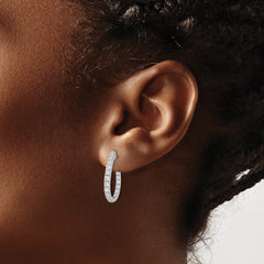 14k White Gold 1 carat Lab Grown Diamond VS/SI+ G+ Complete In and Out J-Hoop Hoop Earrings
