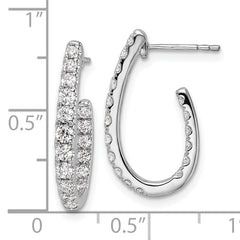 14k White Gold 1 carat Lab Grown Diamond VS/SI+ G+ Complete In and Out J-Hoop Hoop Earrings
