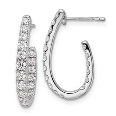 14k White Gold 1 carat Lab Grown Diamond VS/SI+ G+ Complete In and Out J-Hoop Hoop Earrings