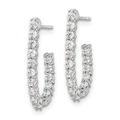 14k White Gold 1 carat Lab Grown Diamond VS/SI+ G+ Complete In and Out J-Hoop Hoop Earrings