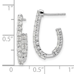14k White Gold 1 carat Lab Grown Diamond VS/SI+ G+ Complete In and Out J-Hoop Hoop Earrings
