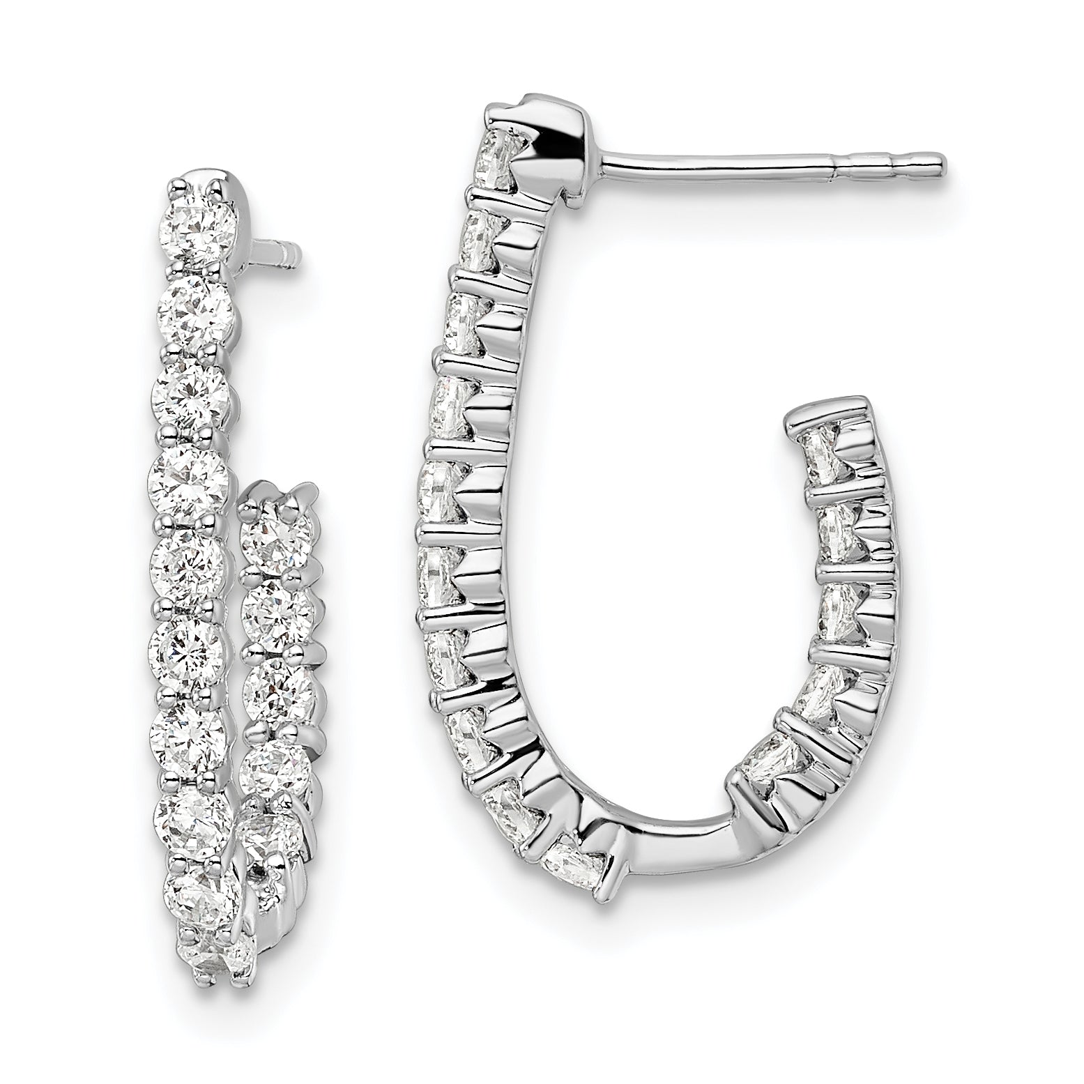 14k White Gold 1 carat Lab Grown Diamond VS/SI+ G+ Complete In and Out J-Hoop Hoop Earrings