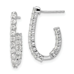 14k White Gold 1 carat Lab Grown Diamond VS/SI+ G+ Complete In and Out J-Hoop Hoop Earrings