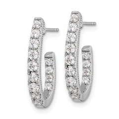 14k White Gold 1 carat Lab Grown Diamond VS/SI+ G+ Complete In and Out J-Hoop Hoop Earrings