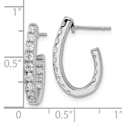 14k White Gold 1 carat Lab Grown Diamond VS/SI+ G+ Complete In and Out J-Hoop Hoop Earrings