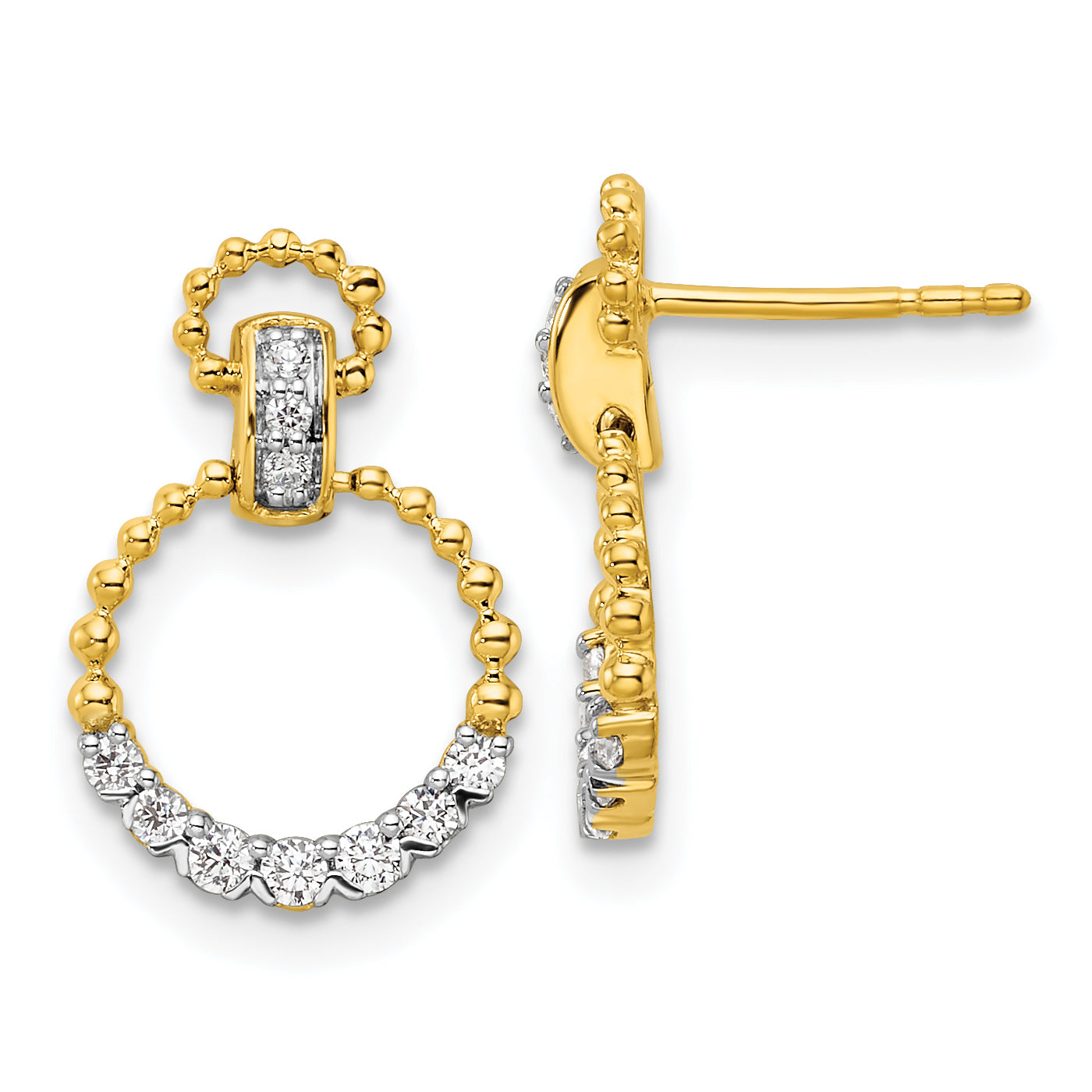 14k 1/4 carat Lab Grown Diamond VS/SI+ G+ Circle Dangle Post Earrings