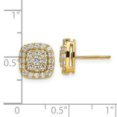 14k 7/8 carat Lab Grown Diamond VS/SI+ G+ Complete Square Halo Post Earrings
