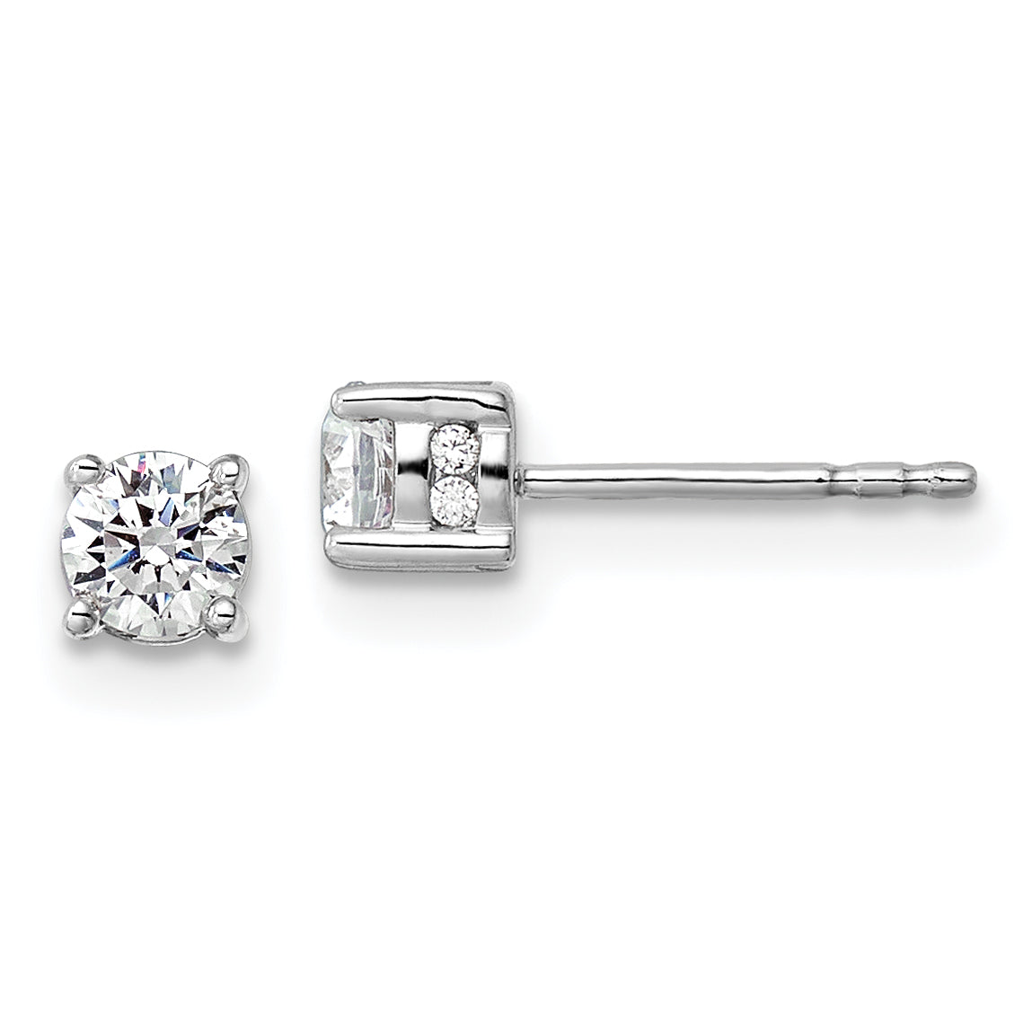 14k White Gold 1/2 carat Lab Grown Diamond VS/SI+ G+ Complete Stud Post Earrings