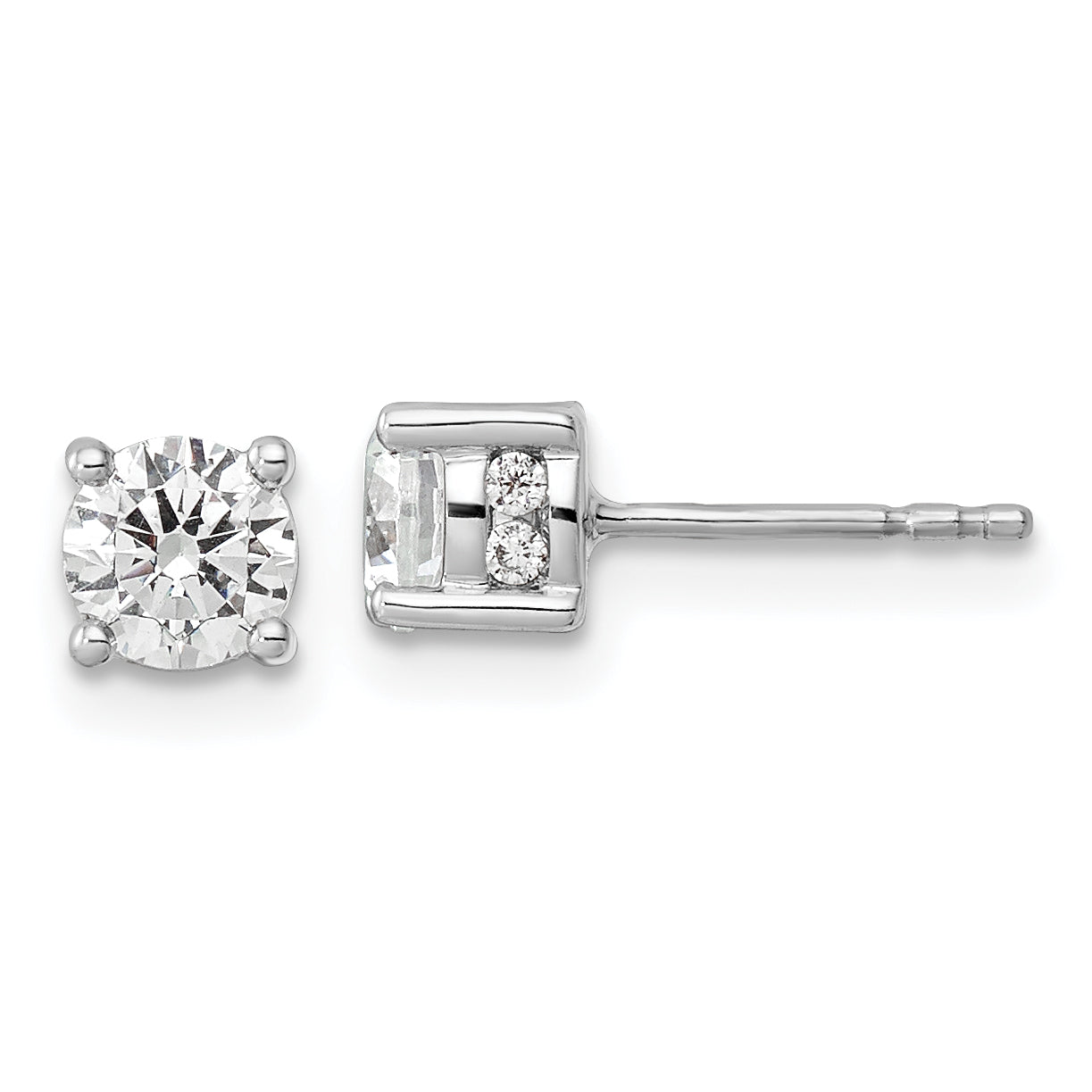 14k White Gold 1 carat Lab Grown Diamond VS/SI+ G+ Complete Stud Post Earrings