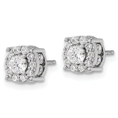 14k White Gold 1 carat Lab Grown Diamond VS/SI+ G+ Complete Round Fashion Halo Post Earrings