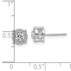 14k White Gold 1 carat Lab Grown Diamond VS/SI+ G+ Complete Round Fashion Halo Post Earrings
