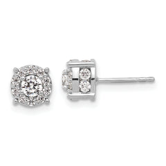 14k White Gold 1 carat Lab Grown Diamond VS/SI+ G+ Complete Round Fashion Halo Post Earrings